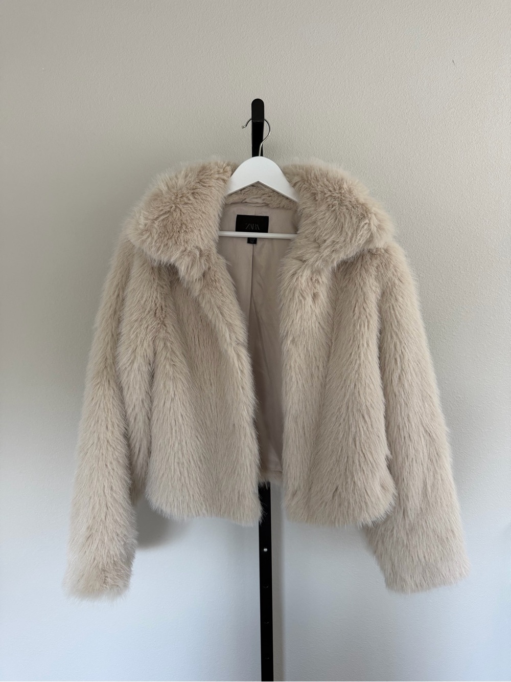 Zara Cream Faux Fur Jacket